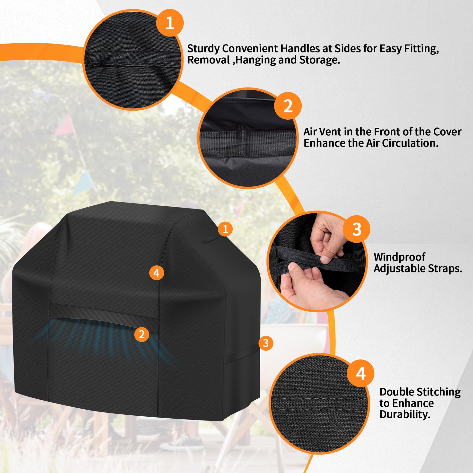 iCOVER Grill Cover 82 Inch, BBQ Grill Cover for Outdoor Grill, 600D Heavy-Duty Waterproof Gas Grill Cover BBQ Cover, Barbecue Grill Covers for Weber, Charbroil, Brinkmann, Nexgrill and More, Black - CookCave