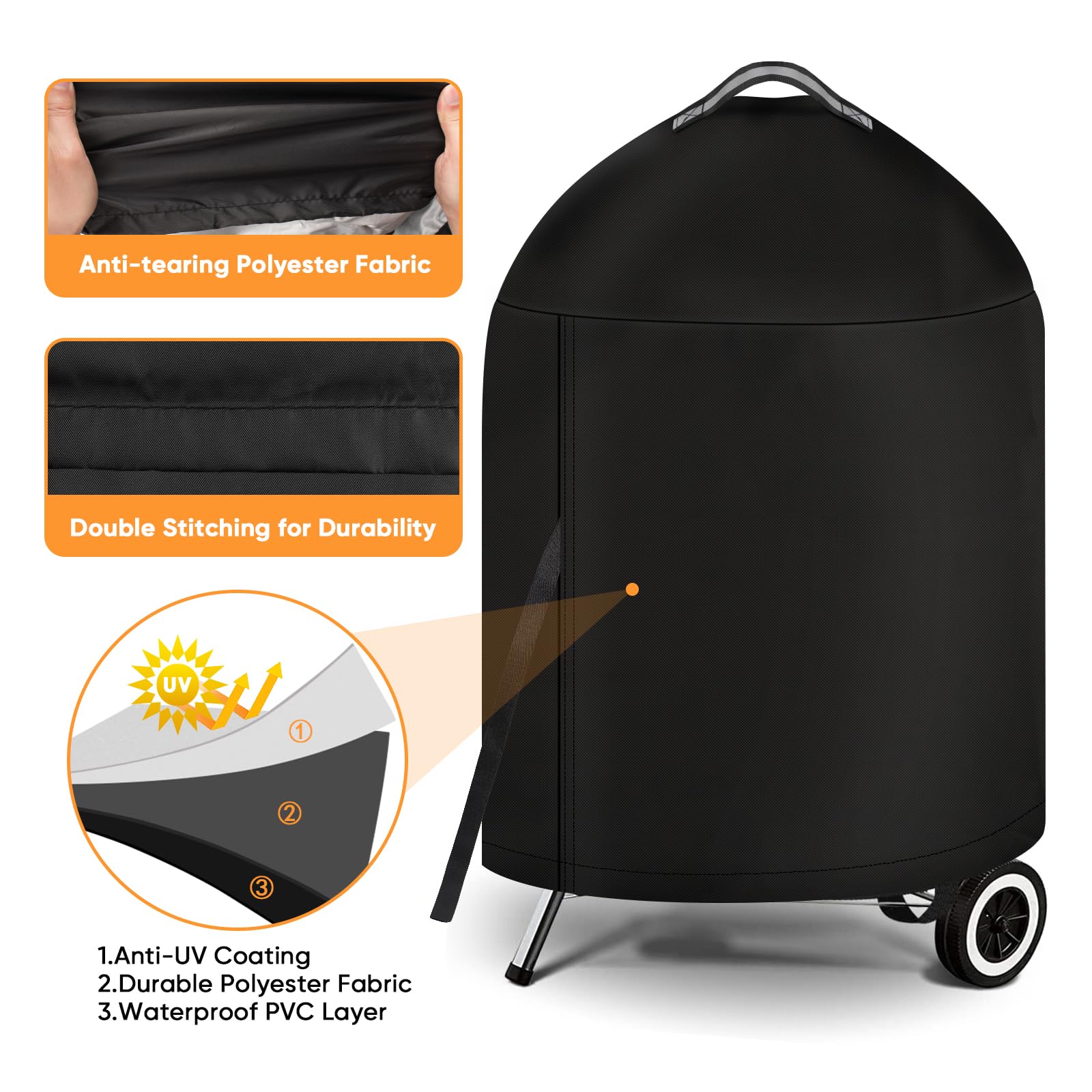 iCOVER Grill Cover for Weber 22 Inch Charcoal Kettle- Heavy Duty Waterproof BBQ Cover for Weber Char-Broil 22 Inch Charcoal Kettle Grills - CookCave