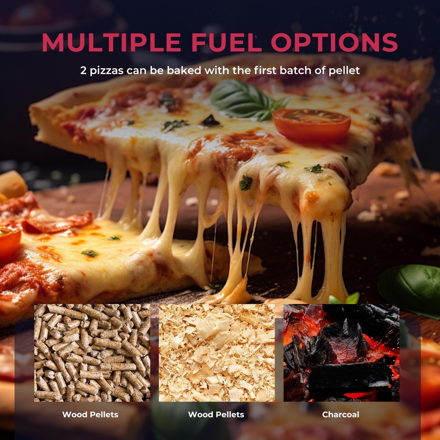 Icyglee 12" Wood Pellet Outdoor Pizza Oven,Wood Fired Portable Pizza Maker with Pizza Stone, Countertop Pizza Grill for Backyard and Outside, Black - CookCave