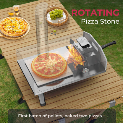 Icyglee 12" Wood Pellet Outdoor Pizza Oven,Wood Fired Portable Pizza Maker with Pizza Stone, Countertop Pizza Grill for Backyard and Outside, Black - CookCave