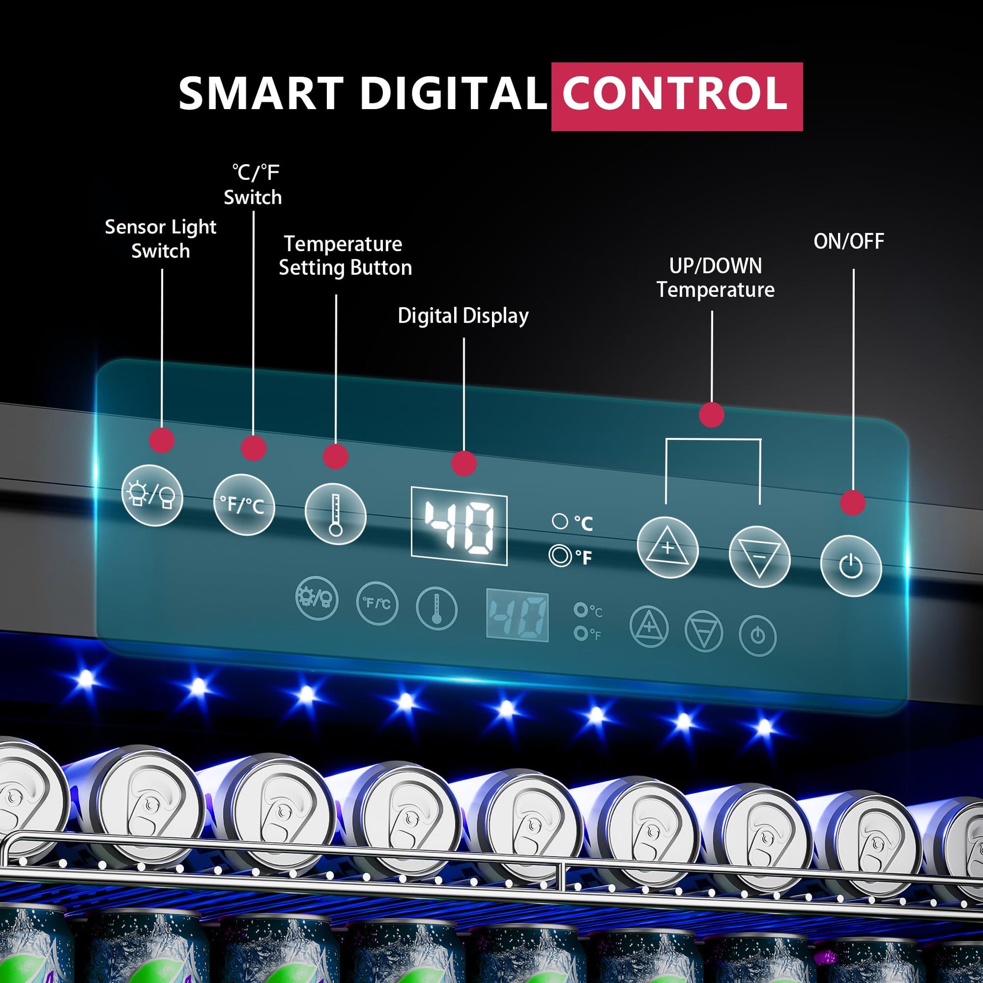 Icyglee 24 Inch Beverage Refrigerator, 180 Cans Undercounter Beverage Fridge with Stainless Steel for Home and Patio Use, Outdoor Refrigerator for Soda, Beer, Wine - CookCave