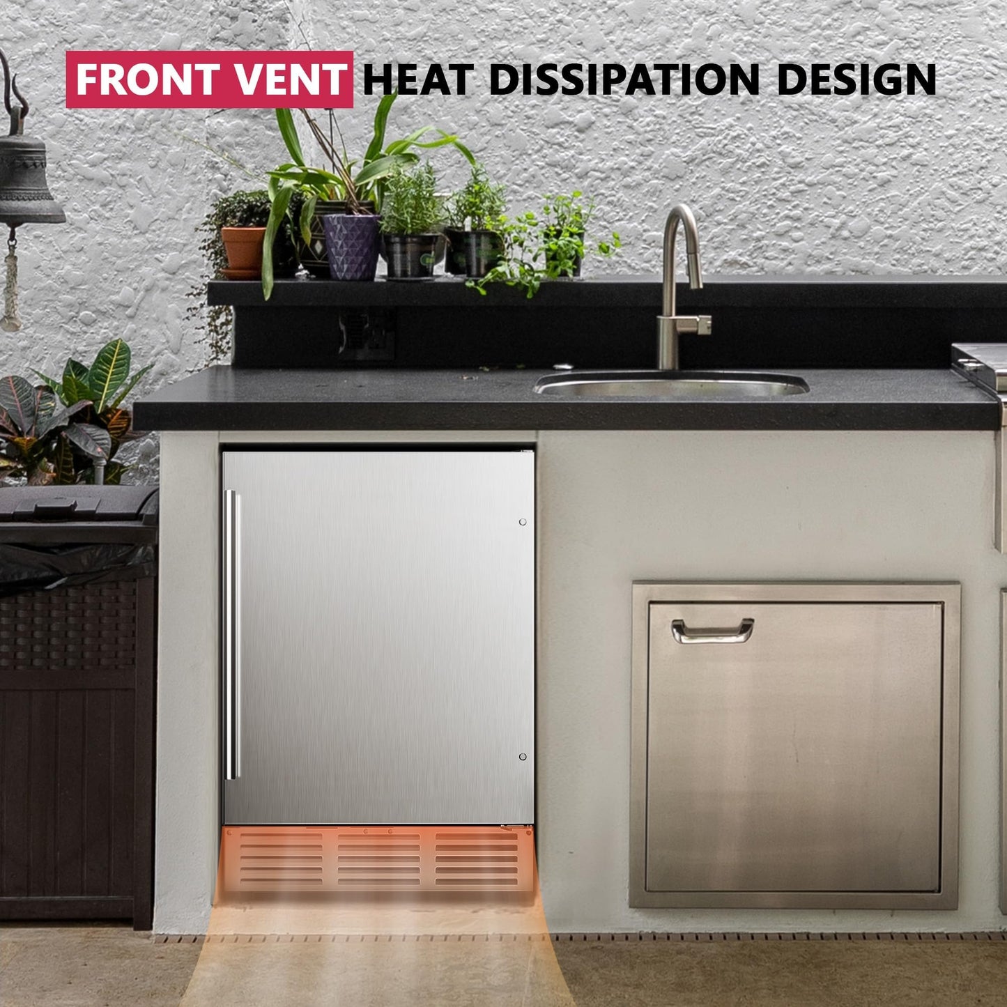 Icyglee 24 Inch Beverage Refrigerator, 180 Cans Undercounter Beverage Fridge with Stainless Steel for Home and Patio Use, Outdoor Refrigerator for Soda, Beer, Wine - CookCave