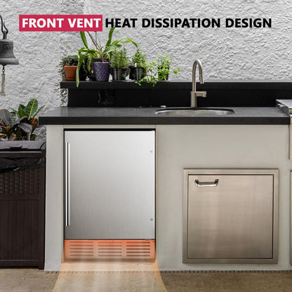 Icyglee 24 Inch Beverage Refrigerator, 180 Cans Undercounter Beverage Fridge with Stainless Steel for Home and Patio Use, Outdoor Refrigerator for Soda, Beer, Wine - CookCave