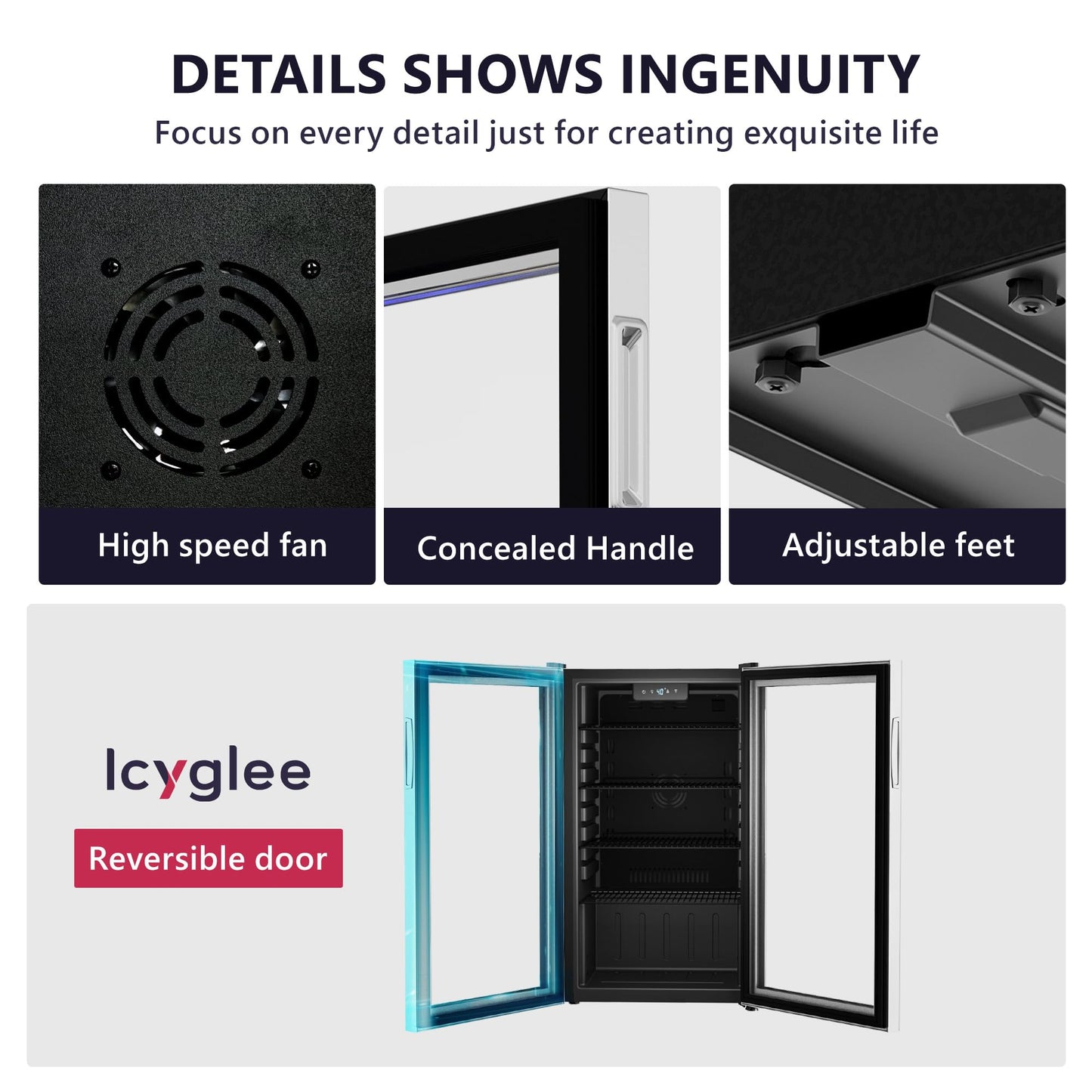 Icyglee Beverage Refrigerator Cooler - 126 Can Mini Fridge with Glass Door for Soda Beer or Wine, Beverage Cooler for Home, Office, Bar with Adjustable Removable Shelves, Silver - CookCave