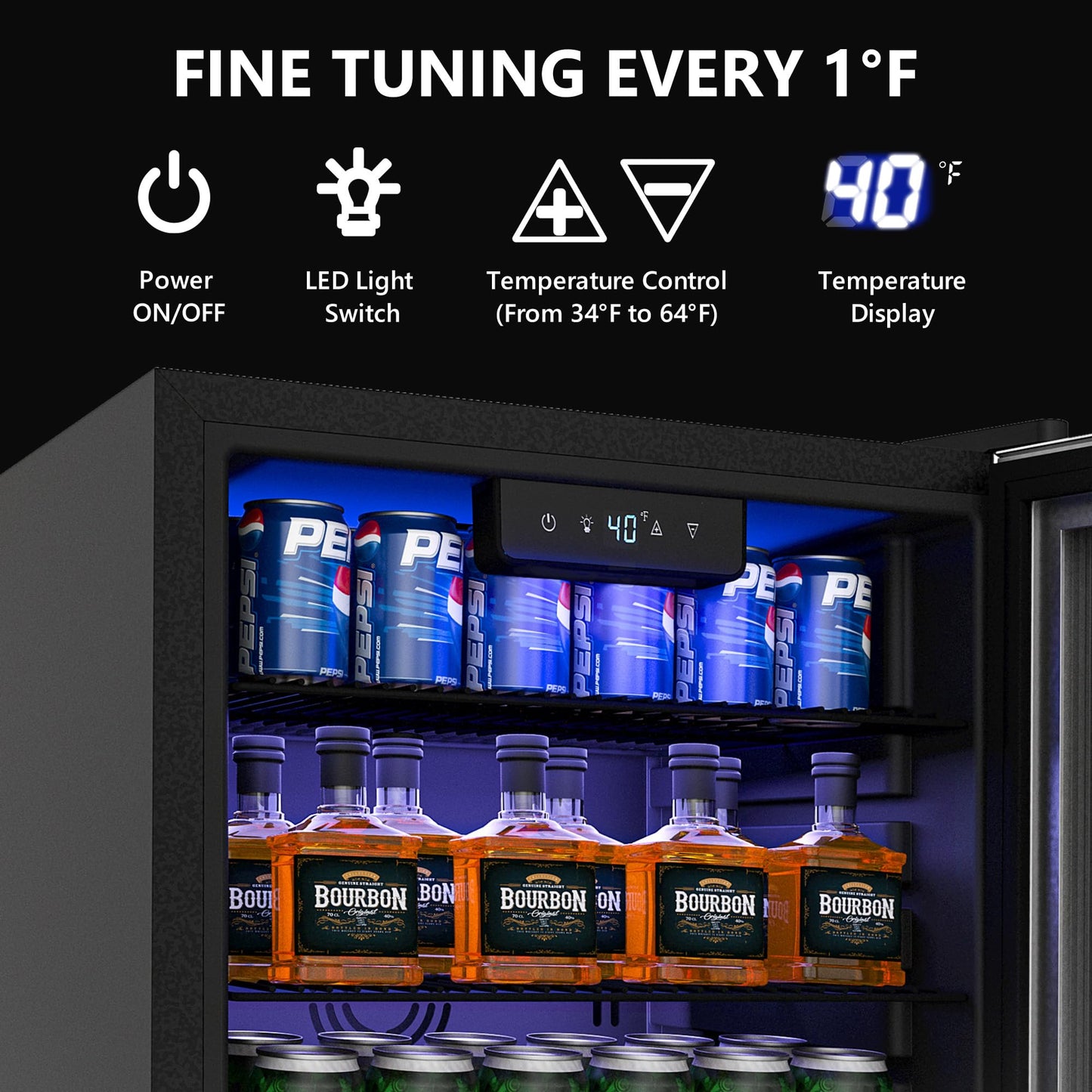 Icyglee Beverage Refrigerator Cooler - 126 Can Mini Fridge with Glass Door for Soda Beer or Wine, Beverage Cooler for Home, Office, Bar with Adjustable Removable Shelves, Silver - CookCave