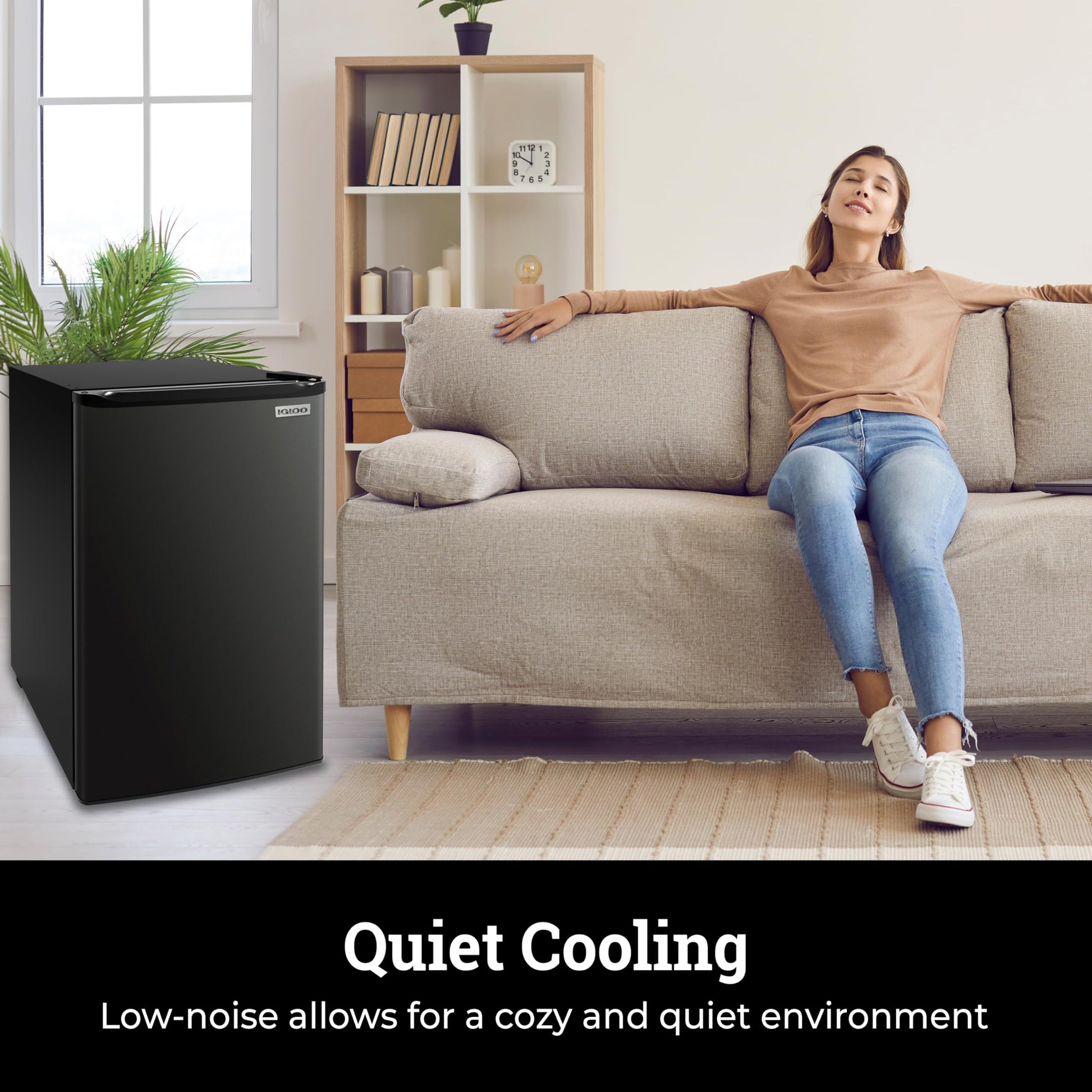 Igloo 3.2 Cu.Ft. Single Door Compact Refrigerator with Freezer - Slide Out Glass Shelf, Perfect for Homes, Offices, Dorms - Black - CookCave