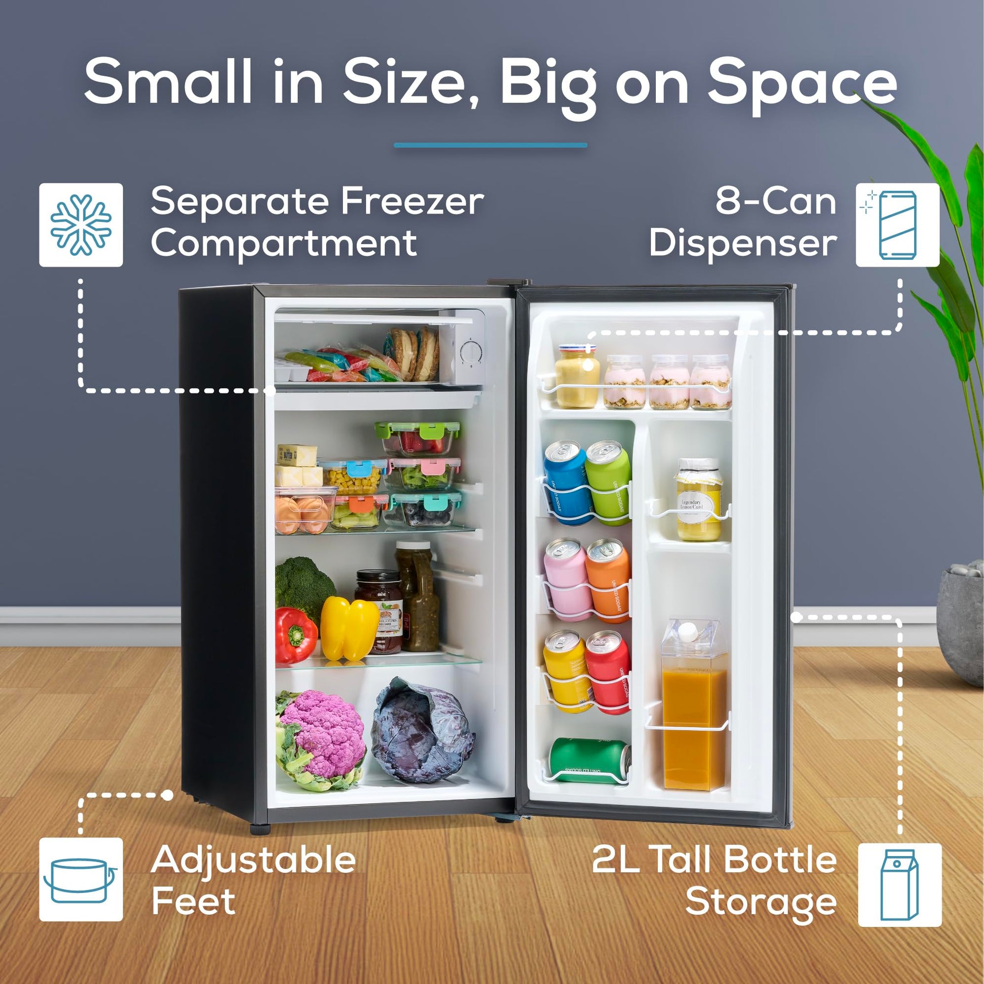 Igloo 3.2 Cu.Ft. Single Door Compact Refrigerator with Freezer - Slide Out Glass Shelf, Perfect for Homes, Offices, Dorms - Black - CookCave