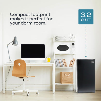 Igloo 3.2 Cu.Ft. Single Door Compact Refrigerator with Freezer - Slide Out Glass Shelf, Perfect for Homes, Offices, Dorms - Black - CookCave