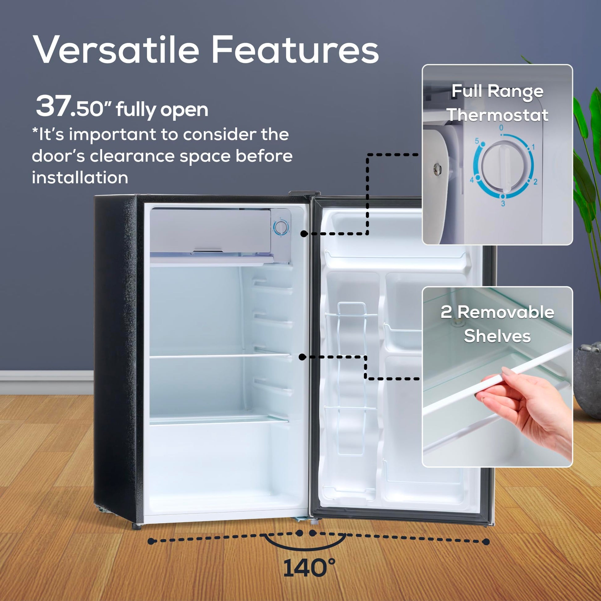 Igloo 3.2 Cu.Ft. Single Door Compact Refrigerator with Freezer - Slide Out Glass Shelf, Perfect for Homes, Offices, Dorms - Platinum - CookCave