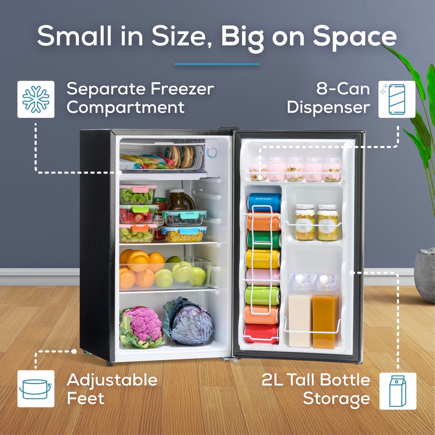 Igloo 3.2 Cu.Ft. Single Door Compact Refrigerator with Freezer - Slide Out Glass Shelf, Perfect for Homes, Offices, Dorms - Platinum - CookCave