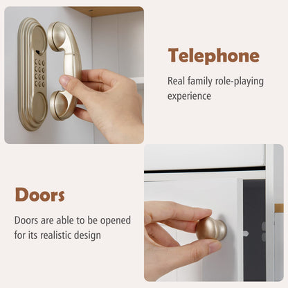 INFANS Kid Kitchen Playset, Toddler Wooden Pretend Cooking Set with Realistic Light & Sound, Stove, Sink, Microwave, Storage Cabinet, Play Kitchen Toy Set for Children Boys Girls - CookCave