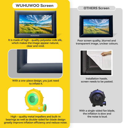 Inflatable Movie Screen Outdoor, 24FT Blow Up Projector Screen for Outside with Air Blower and Carry Bag, Support Front & Rear Projection Easy Set Up for Backyard Movie Night Pool Party - CookCave