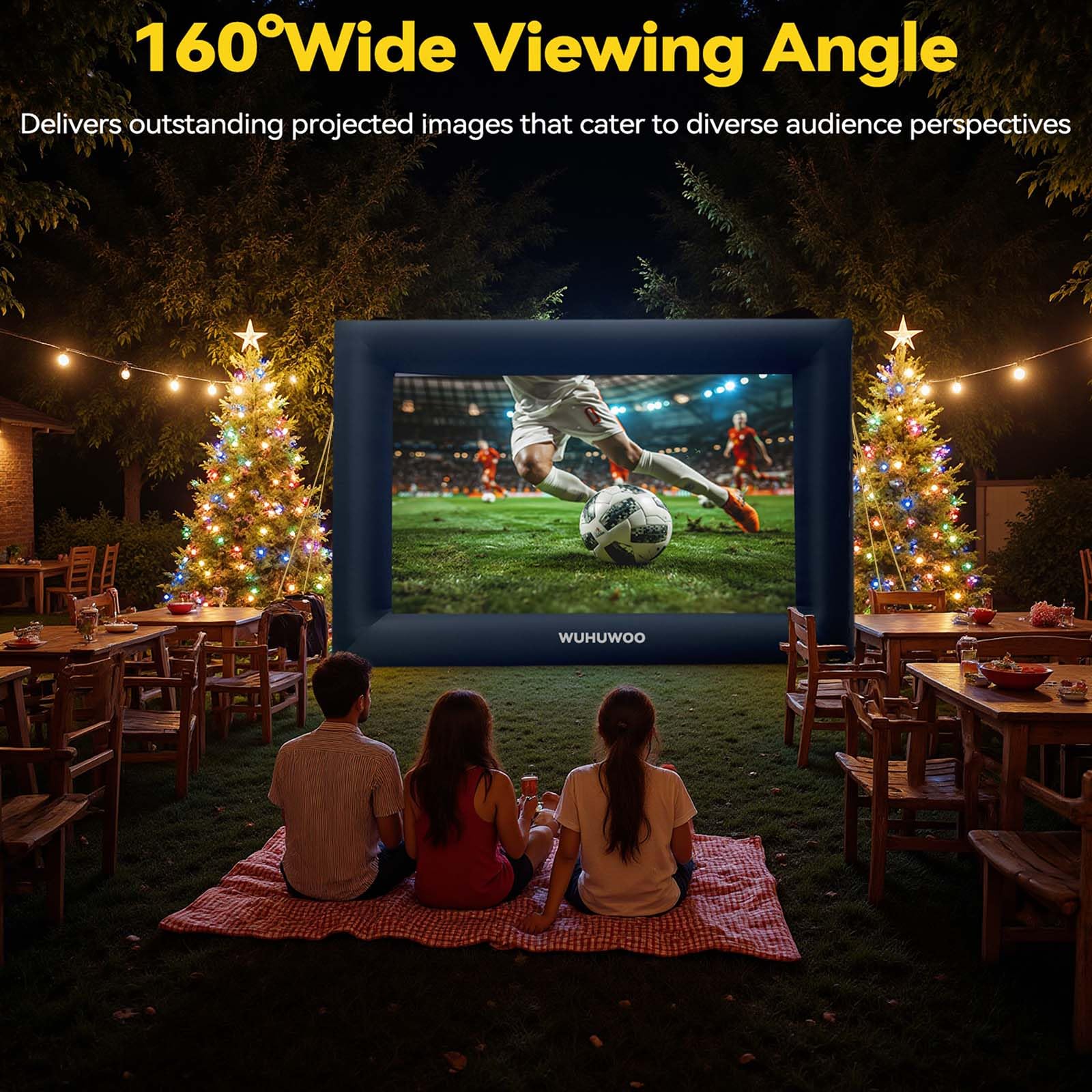 Inflatable Movie Screen Outdoor, 24FT Blow Up Projector Screen for Outside with Air Blower and Carry Bag, Support Front & Rear Projection Easy Set Up for Backyard Movie Night Pool Party - CookCave
