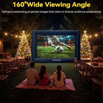 Inflatable Movie Screen Outdoor, 24FT Blow Up Projector Screen for Outside with Air Blower and Carry Bag, Support Front & Rear Projection Easy Set Up for Backyard Movie Night Pool Party - CookCave