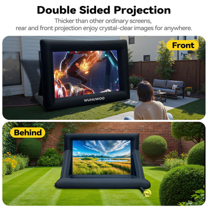 Inflatable Movie Screen Outdoor, 24FT Blow Up Projector Screen for Outside with Air Blower and Carry Bag, Support Front & Rear Projection Easy Set Up for Backyard Movie Night Pool Party - CookCave