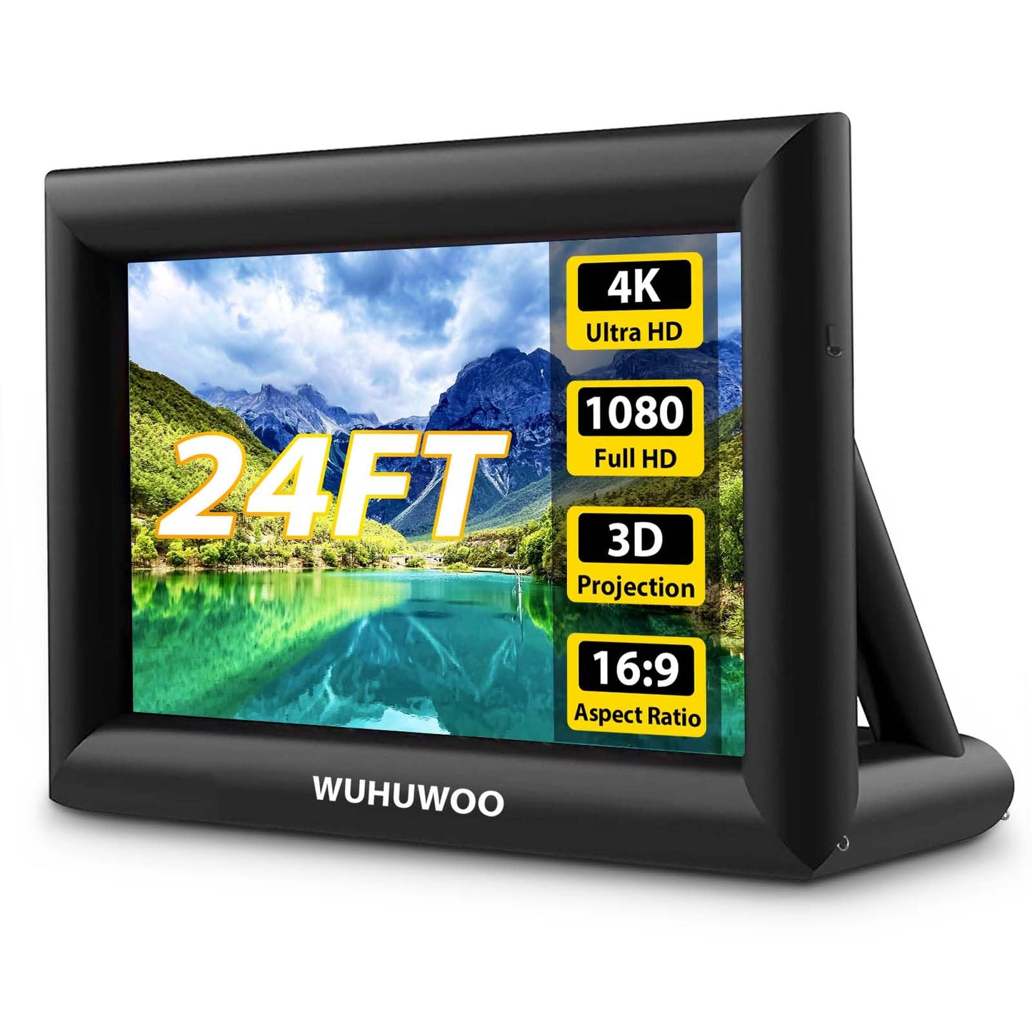 Inflatable Movie Screen Outdoor, 24FT Blow Up Projector Screen for Outside with Air Blower and Carry Bag, Support Front & Rear Projection Easy Set Up for Backyard Movie Night Pool Party - CookCave