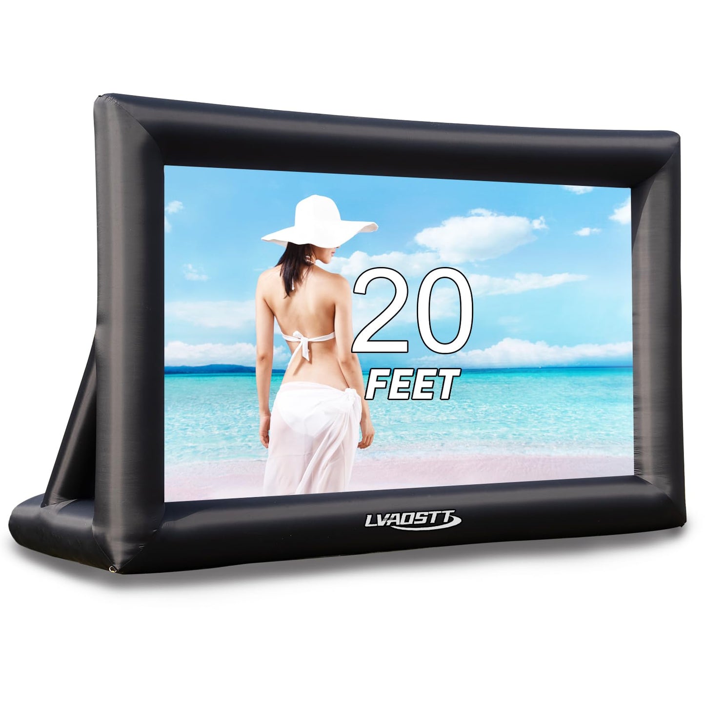 Inflatable Projector Screen, 20FT Blow Up Movie Screen Outdoor Projector, Easy Set Up One-Piece Design Front & Rear Projection with Air Blower for Outside Backyard Family Movie Night Pool Party - CookCave