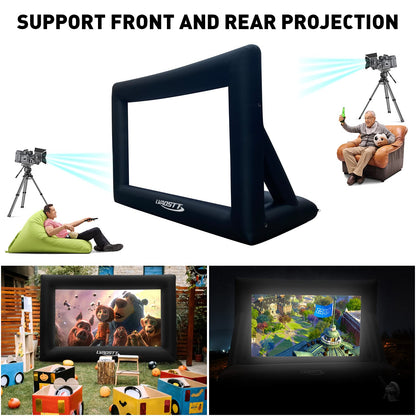 Inflatable Projector Screen, 20FT Blow Up Movie Screen Outdoor Projector, Easy Set Up One-Piece Design Front & Rear Projection with Air Blower for Outside Backyard Family Movie Night Pool Party - CookCave