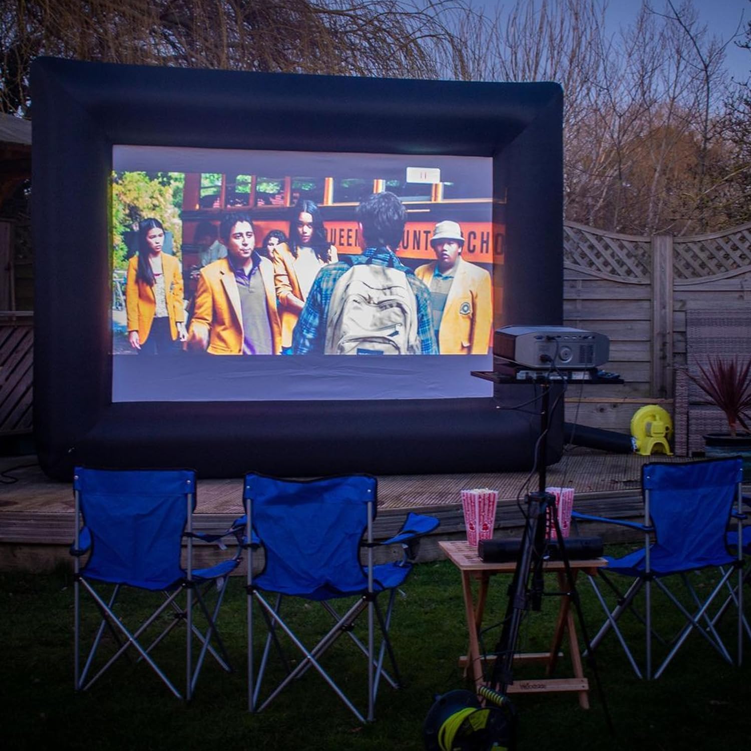 Inflatable Projector Screen - Outdoor Movie Screen Blow Up for Movie Parties Backyard Outside with Air Blower and Carry Bag, Front and Rear Projection (14FT with Blower) - CookCave