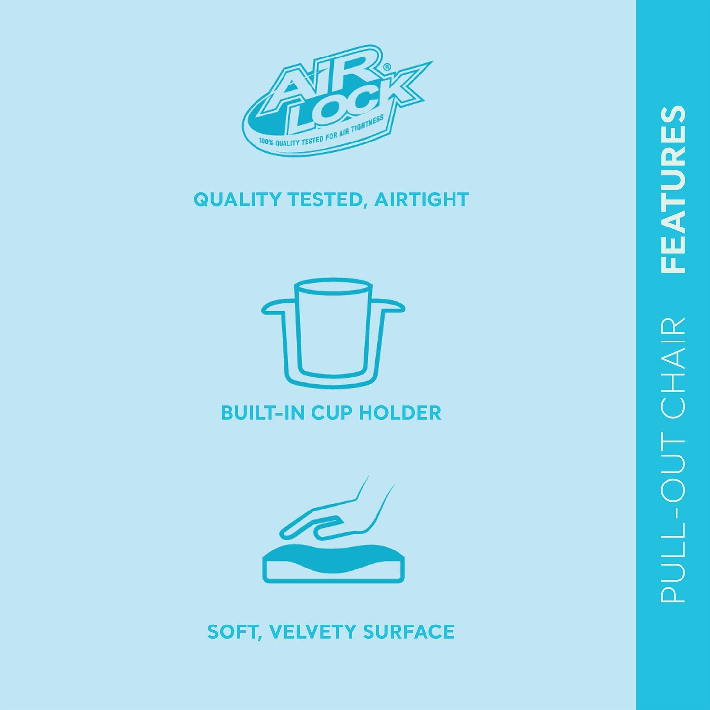 Intex 66551EP Inflatable Pull-Out Chair: Built-in Cupholder – Velvety Surface – 2-in-1 Valve – Folds Compactly – 80" x 91" x 26" - CookCave