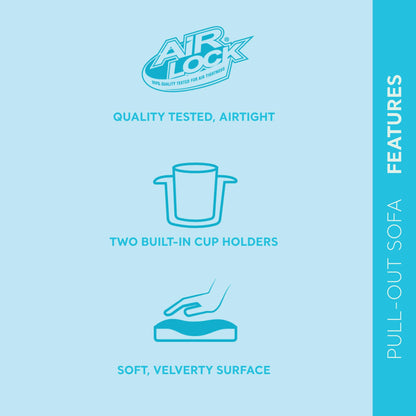 Intex Inflatable Pull-Out Sofa: Velvety Surface, 2-in-1 Valve, Cupholder, 46" x 88" x 26" - Blow-Up Couch and Folding Queen Size Air Mattress Bed - CookCave