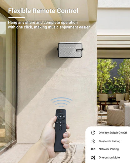 Inwa Outdoor Bluetooth Speakers, IPX5 Waterproof 400W Wall Mount Speaker, Powerful Indoor/Outdoor Sound System, Wireless Sync Up to 100 Speakers, Suitable for Patio/Porch/Gazebo/Garage(MZ-621, Pair) - CookCave