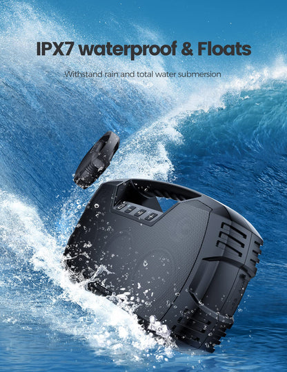 IPX7 Waterproof Bluetooth Speaker, 40W(60 Peak) Portable Wireless Speakers with Subwoofer, 32H Playtime, Stereo Loud Sound, Deep Bass, Bluetooth 5.0 with Handle for Pool, Beach, Outdoor, Gifts - CookCave