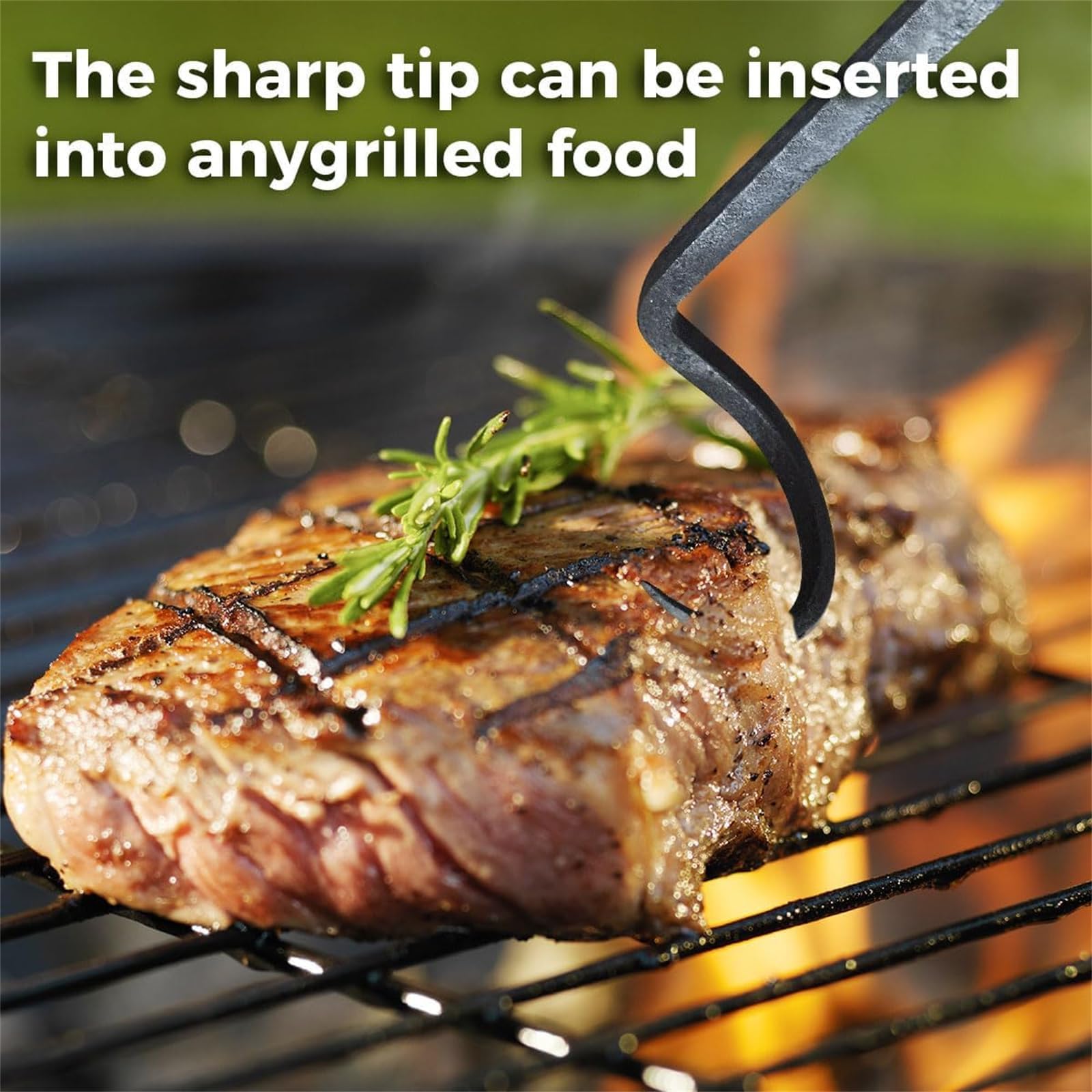 Iron BBQ Turner Hooks - Heavy Duty Food Flipper and Meat Hook for Flipping Vegetables and Meat - CookCave