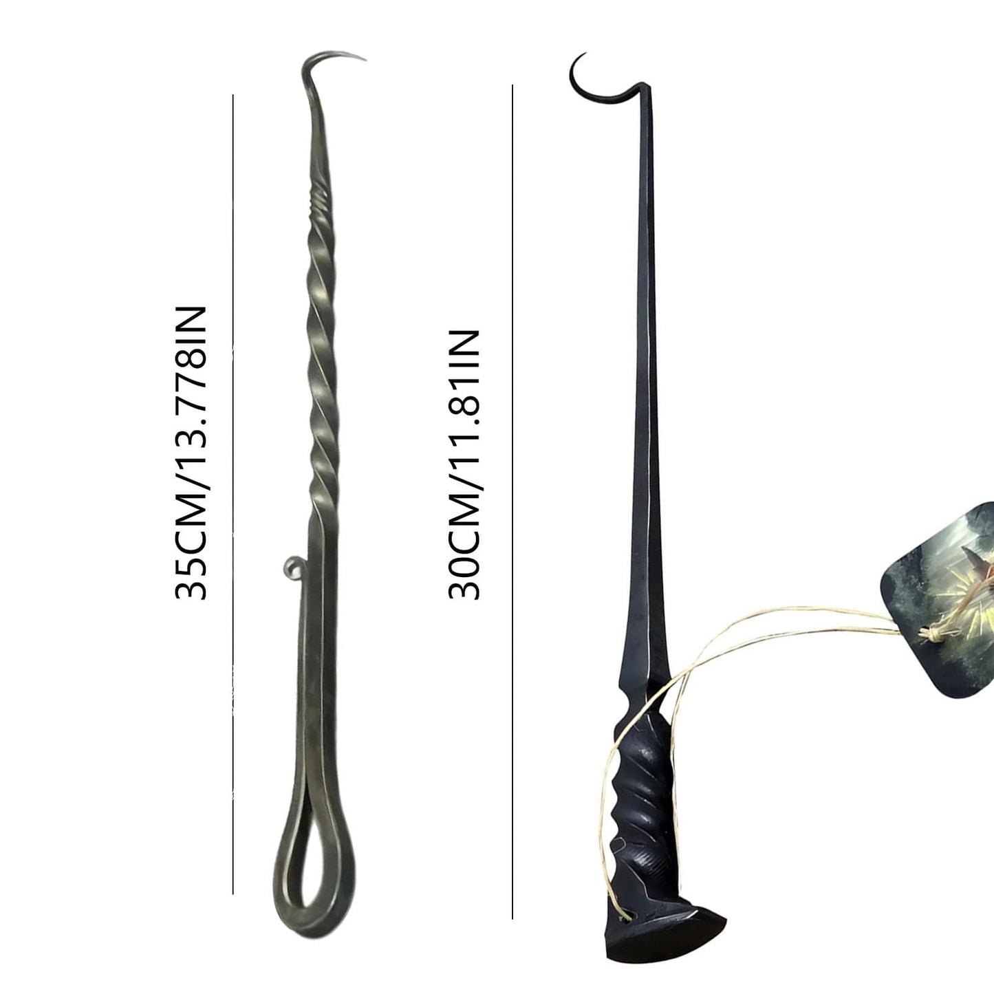 Iron BBQ Turner Hooks - Heavy Duty Food Flipper and Meat Hook for Flipping Vegetables and Meat - CookCave