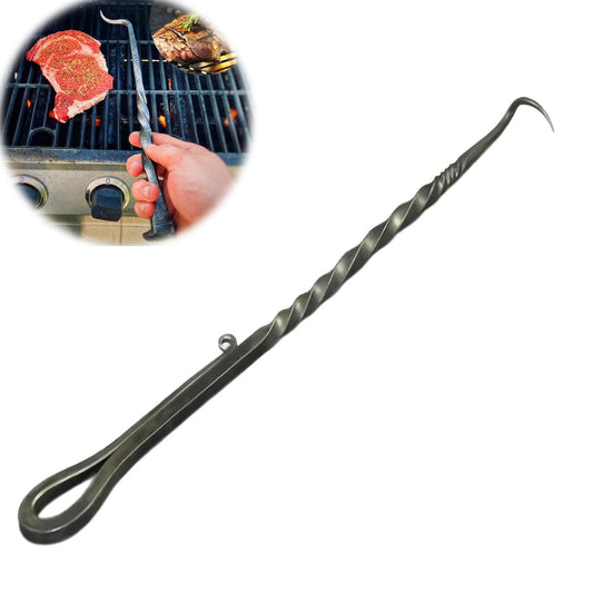 Iron BBQ Turner Hooks - Heavy Duty Food Flipper and Meat Hook for Flipping Vegetables and Meat - CookCave