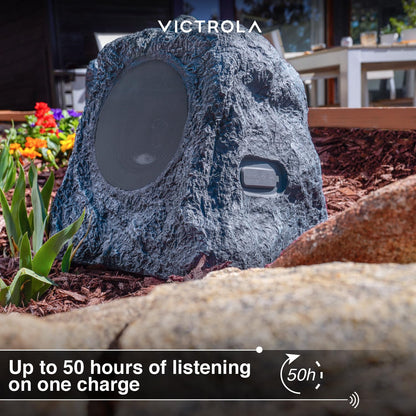 it.innovative technology Outdoor Rock Speaker Pair - Wireless Bluetooth , for Garden, Patio, Waterproof, Built for all Seasons & Solar Powered with Rechargeable Battery, Music Streaming - Charcoal - CookCave
