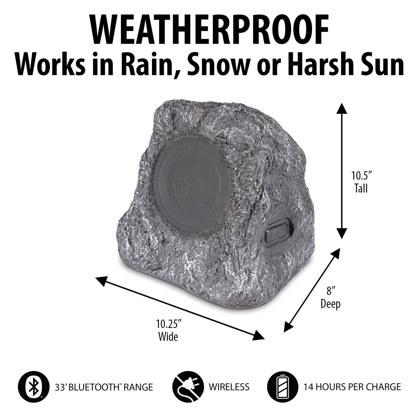 it.innovative technology Outdoor Rock Speaker Pair - Wireless Bluetooth , for Garden, Patio, Waterproof, Built for all Seasons & Solar Powered with Rechargeable Battery, Music Streaming - Charcoal - CookCave