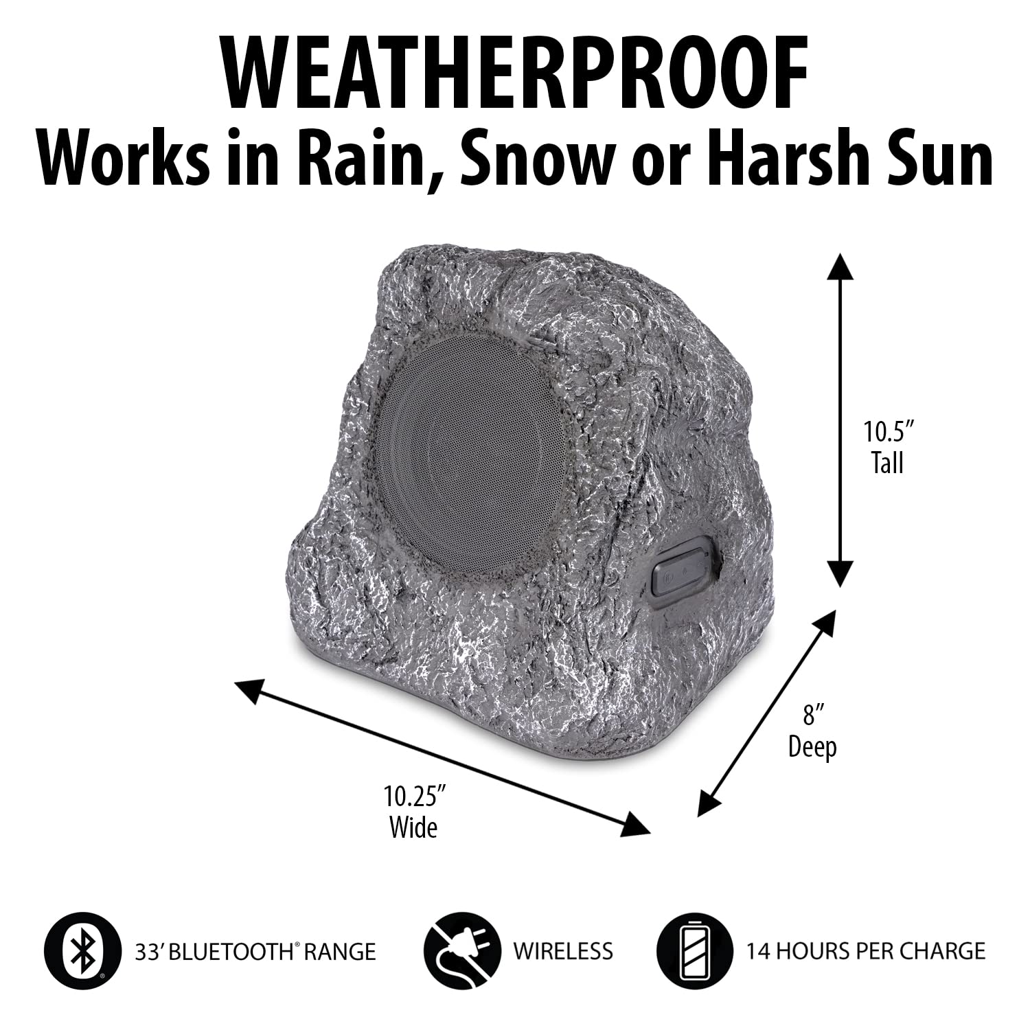 it.innovative technology Outdoor Rock Speaker Pair - Wireless Bluetooth , for Garden, Patio, Waterproof, Built for all Seasons & Solar Powered with Rechargeable Battery, Music Streaming - Charcoal - CookCave
