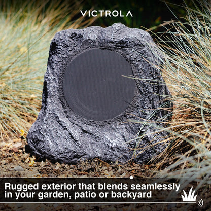 it.innovative technology Outdoor Rock Speaker Pair - Wireless Bluetooth , for Garden, Patio, Waterproof, Built for all Seasons & Solar Powered with Rechargeable Battery, Music Streaming - Charcoal - CookCave