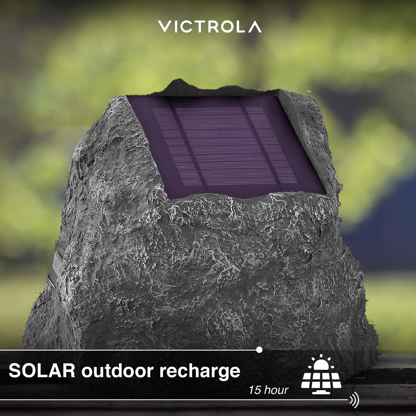 it.innovative technology Outdoor Rock Speaker Pair - Wireless Bluetooth , for Garden, Patio, Waterproof, Built for all Seasons & Solar Powered with Rechargeable Battery, Music Streaming - Charcoal - CookCave