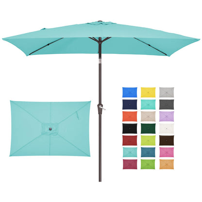 JEAREY 6.5x10 ft Rectangular Patio Umbrellas Outdoor Market Umbrella with Push Button Tilt and Crank, Rectangle Table Umbrella 6 Sturdy Ribs UV Protection for Pool Garden Backyard Deck, Peacock Blue - CookCave