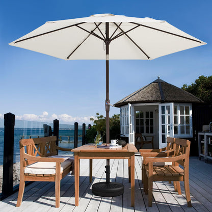 JEAREY 7.5FT Patio Umbrella Market Table Umbrella with 6 Sturdy Ribs, Push Button Tilt/Crank Outdoor Umbrella for Garden, Deck, Backyard, Pool and Beach,Creamy-White - CookCave