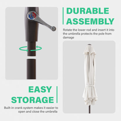 JEAREY 7.5FT Patio Umbrella Market Table Umbrella with 6 Sturdy Ribs, Push Button Tilt/Crank Outdoor Umbrella for Garden, Deck, Backyard, Pool and Beach,Creamy-White - CookCave