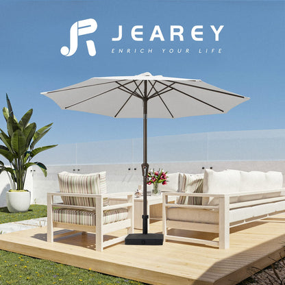 JEAREY 9FT Outdoor Patio Umbrella Outdoor Table Umbrella with Push Button Tilt and Crank, Market Umbrella 8 Sturdy Ribs UV Protection Waterproof for Garden, Deck, Backyard, Pool (Creamy-white) - CookCave