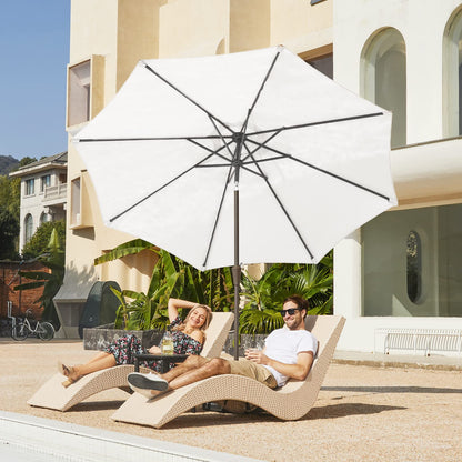JEAREY 9FT Outdoor Patio Umbrella Outdoor Table Umbrella with Push Button Tilt and Crank, Market Umbrella 8 Sturdy Ribs UV Protection Waterproof for Garden, Deck, Backyard, Pool (Creamy-white) - CookCave