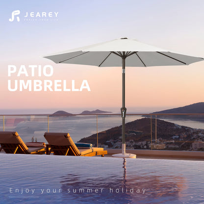 JEAREY 9FT Outdoor Patio Umbrella Outdoor Table Umbrella with Push Button Tilt and Crank, Market Umbrella 8 Sturdy Ribs UV Protection Waterproof for Garden, Deck, Backyard, Pool (Creamy-white) - CookCave