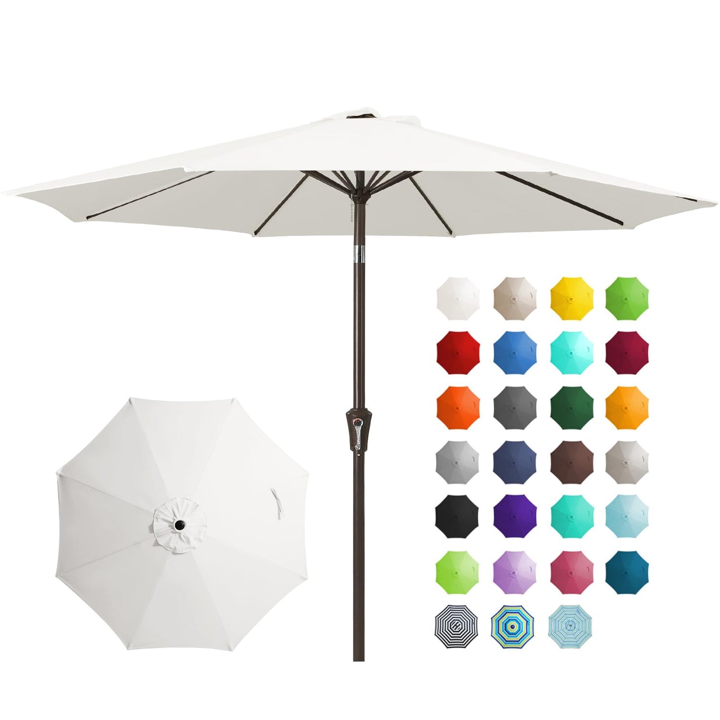 JEAREY 9FT Outdoor Patio Umbrella Outdoor Table Umbrella with Push Button Tilt and Crank, Market Umbrella 8 Sturdy Ribs UV Protection Waterproof for Garden, Deck, Backyard, Pool (Creamy-white) - CookCave