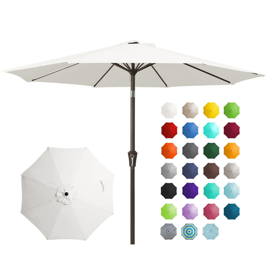 JEAREY 9FT Outdoor Patio Umbrella Outdoor Table Umbrella with Push Button Tilt and Crank, Market Umbrella 8 Sturdy Ribs UV Protection Waterproof for Garden, Deck, Backyard, Pool (Creamy-white) - CookCave