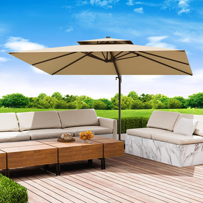 Jentafix 10x13 FT Patio Umbrella, Large Cantilever Rectangular Double Top Heavy Duty Offset Umbrellas with 360° Rotation, Outdoor shade for Garden Deck Pool Patio, Beige - CookCave