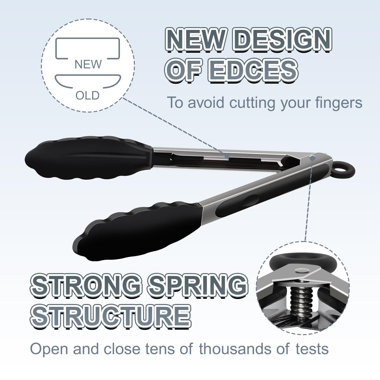 JIDSPWLS Premium Stainless Steel Heat Resistant Kitchen Tongs for cooking,set of 9" and 12" (Black),Non Scratch Silicone cooking Tongs Tip for Cooking Pans,Strong Grip BBQ tongs for Grabbing Hot Food - CookCave