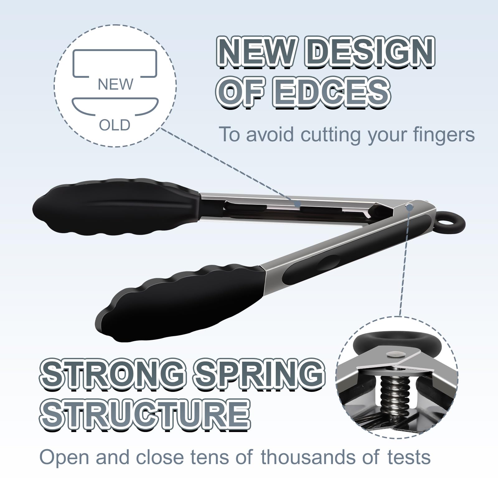 JIDSPWLS Premium Stainless Steel Heat Resistant Kitchen Tongs for cooking,set of 9" and 12" (Black),Non Scratch Silicone cooking Tongs Tip for Cooking Pans,Strong Grip BBQ tongs for Grabbing Hot Food - CookCave