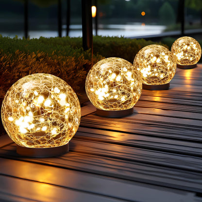 JKIMK Solar Globe Lights Outdoor Waterproof - Cracked Glass Ball Lights for Garden, Patio, Yard, Lawn and Backyard Decor - Solar Orbs for Outside Decorations - CookCave
