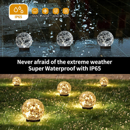 JKIMK Solar Globe Lights Outdoor Waterproof - Cracked Glass Ball Lights for Garden, Patio, Yard, Lawn and Backyard Decor - Solar Orbs for Outside Decorations - CookCave