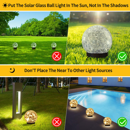 JKIMK Solar Globe Lights Outdoor Waterproof - Cracked Glass Ball Lights for Garden, Patio, Yard, Lawn and Backyard Decor - Solar Orbs for Outside Decorations - CookCave