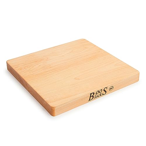 John Boos Boos Block Chop-N-Slice Series Reversible Wood Cutting Board with Eased Corners, 1-Inch Thickness, 10" x 10" x 1", Maple - CookCave